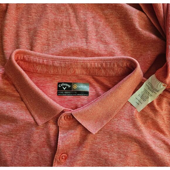 CALLAWAY Opti-Dri Golf Short Sleeve Polo SHIRT Red Poppy Textured Men's 3XL XXXL - Picture 3 of 5